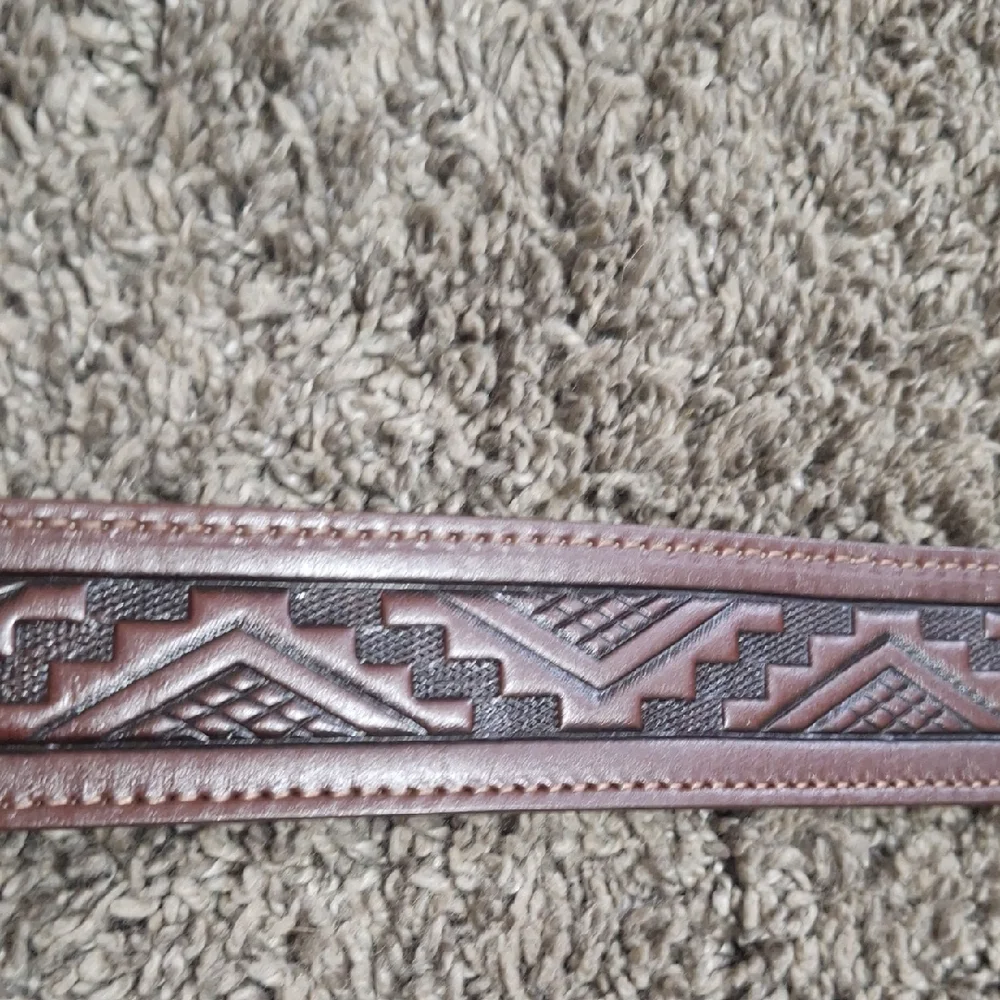 Pacific Brass And Buckle Las Vegas Slots Buckle-Brown Leather Embossed Belt
